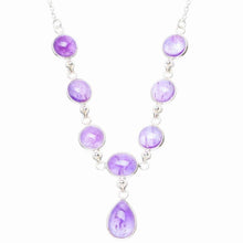 StarGems  Natural Amethyst Handmade Unique 925 Sterling Silver Necklace 17.5+1.5" Y5533