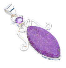 StarGems  Natural Variscite In Purpurite Amethyst Handmade 925 Sterling Silver Pendant 2" F5155