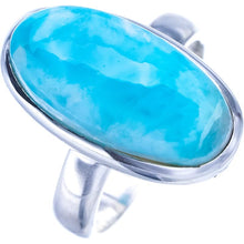 StarGems  Natural Larimar Handmade 925 Sterling Silver Ring 6 F0260