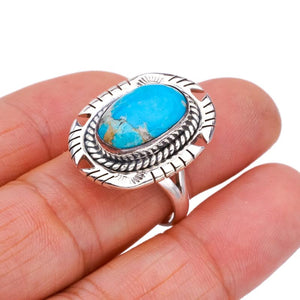 StarGems  Natural Turquoise Pigeon Handmade 925 Sterling Silver Ring 9.25 F2322