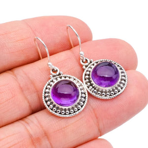 StarGems  Natural Amethyst Handmade 925 Sterling Silver Earrings 1.25" F5618