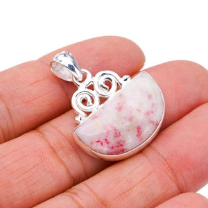 StarGems  Natural Rhodonite Handmade 925 Sterling Silver Pendant 1.25" F3788