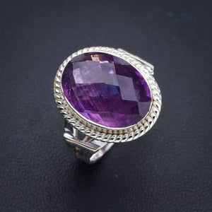 StarGems® Natural Amethyst Handmade 925 Sterling Silver Ring 8 E9274