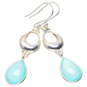 StarGems  Natural Chalcedony Handmade Unique 925 Sterling Silver Earrings 2" A2706