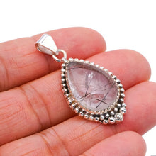 StarGems  Natural Rutilated Quartz Handmade 925 Sterling Silver Pendant 1.5" F3926