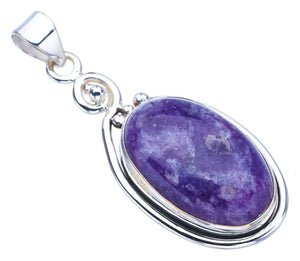 StarGems  Natural Purple Lepidolite Handmade 925 Sterling Silver Pendant 1.75" F4042