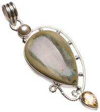 StarGems® Natural Imperial Jasper,Citrine and River Pearl Mexican 925 Sterling Silver Pendant 2 1/4" T1736