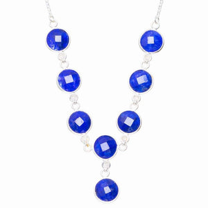 StarGems® Natural Sapphire Handmade Unique 925 Sterling Silver Necklace 17.25+1.5" Y5514