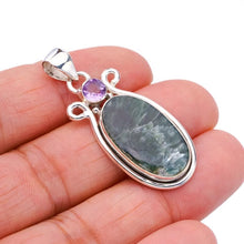 StarGems  Natural Seraphinite AmethystHandmade 925 Sterling Silver Pendant 1.75" F4666