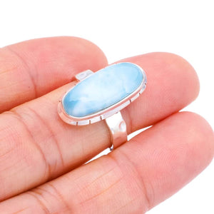 StarGems  Natural Larimar Hammered Handmade 925 Sterling Silver Ring 7 F1517