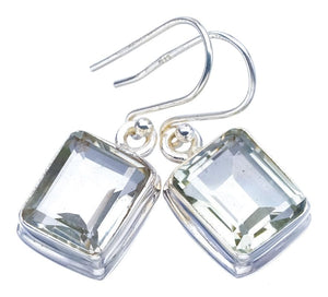 StarGems® Natural Green Amethyst Handmade 925 Sterling Silver Earrings 1.25" F5814