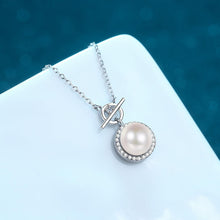StarGems® 8mm River Pearl 0.14cttw Moissanite 925 Silver Platinum Plated Necklace 40+5cm NX005
