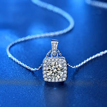 StarGems  1ct Moissanite 925 Silver Platinum Plated Zirconia Surrounded Square-Shape Necklace B4610