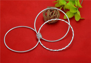 StarGems  Fixed Triple Layer Handmade Stacked 999 Sterling Silver Bangle Bracelets For Women Cb0250