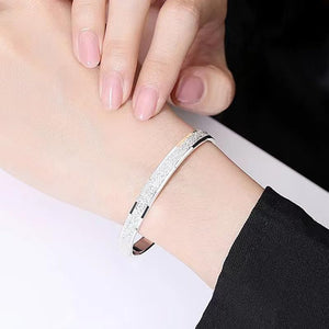 StarGems  Opening Dull Polished Wide Band Handmade 999 Sterling Silver Bangle Cuff Bracelet For Women Cb0084