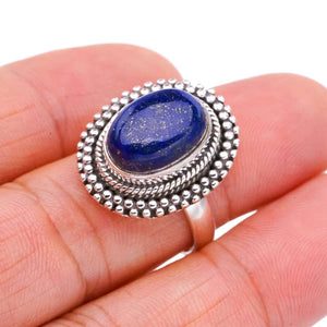 StarGems  Natural Lapis Lazuli Handmade 925 Sterling Silver Ring 8 F1817