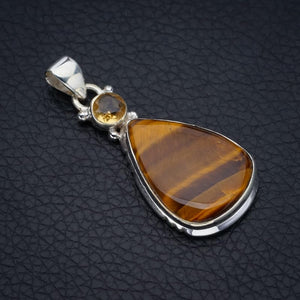 StarGems® Natural Tiger Eye CitrineHandmade 925 Sterling Silver Pendant 1.75" F3900