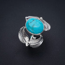 StarGems  Natural Turquoise Leaf Handmade 925 Sterling Silver Ring 5.25 F0408