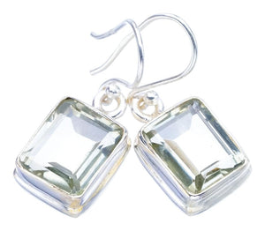 StarGems  Natural Green Amethyst Handmade 925 Sterling Silver Earrings 1.25" F5828