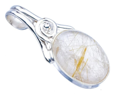 StarGems® Natural Golden Rutile Handmade 925 Sterling Silver Pendant 1.5