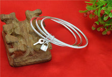 StarGems® Fixed Key&lock Handmade 999 Sterling Silver Bangle Bracelet For Women Cb0253
