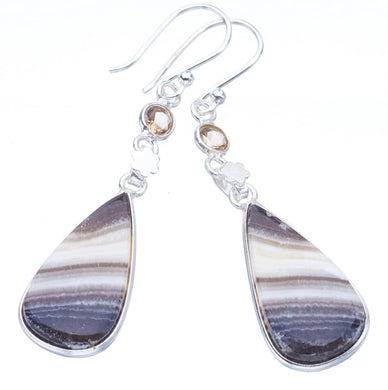 StarGems  Natural Zebra Calcite CitrineHandmade 925 Sterling Silver Earrings 2