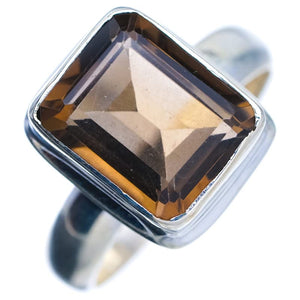 StarGems Natural Smoky Quartz Handmade 925 Sterling Silver Ring 7 E9192