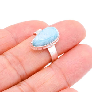 StarGems  Natural Larimar Handmade 925 Sterling Silver Ring 7 F1567