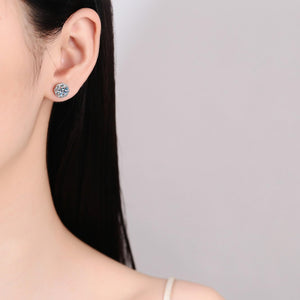 StarGems® Geometry 0.5ct×2 Moissanite 925 Silver Platinum Plated Stud Earrings EX028