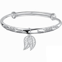 StarGems  Adjustable Leafs Handmade 999 Sterling Silver Bangle Bracelet For Women Cb0242