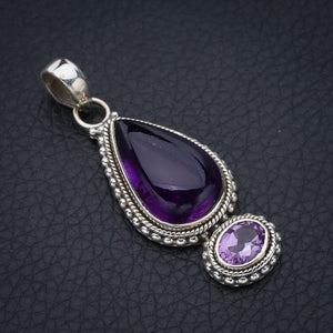 StarGems  Natural Amethyst Handmade 925 Sterling Silver Pendant 1.75" F5301