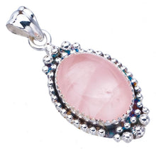 StarGems  Natural Rose Quartz Handmade 925 Sterling Silver Pendant 1.5" F5297