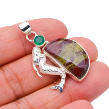 StarGems® Natural Blood Stone Chrysoprase MermaidHandmade 925 Sterling Silver Pendant 1.75" F5195