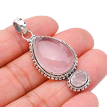 StarGems  Natural Rose Quartz Handmade 925 Sterling Silver Pendant 2" F5273