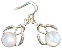 StarGems  Natural Rainbow Moonstone Handmade Unique 925 Sterling Silver Earrings 1.5" X4923