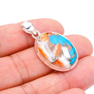 StarGems® Natural Copper Chalcedony Handmade 925 Sterling Silver Pendant 1.5" F3722