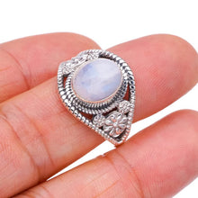 StarGems  Natural Moonstone Daisy Handmade 925 Sterling Silver Ring 9 F2576