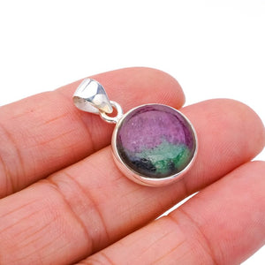 StarGems  Natural Ruby Zoisite Handmade 925 Sterling Silver Pendant 1.25" F4656