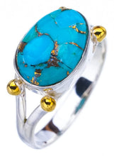 StarGems® Natural Copper Turquoise Two Tones Handmade 925 Sterling Silver Ring 9.75 F2226