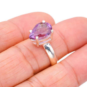 StarGems  Natural Amethyst Handmade 925 Sterling Silver Ring 8.25 F2910