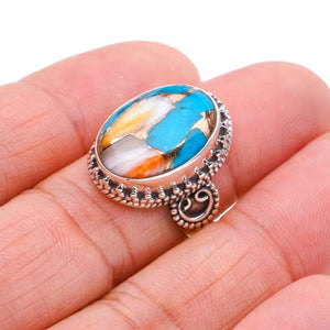 StarGems  Natural Copper Chalcedony Handmade 925 Sterling Silver Ring 7.25 F1158