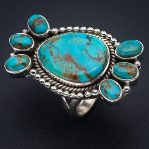 StarGems® Natural Turquoise Handmade 925 Sterling Silver Ring 8.5 F0471