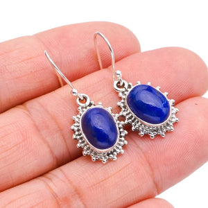 StarGems® Natural Lapis Lazuli Handmade 925 Sterling Silver Earrings 1.25" F5653