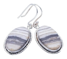 StarGems  Natural Zebra Calcite Handmade 925 Sterling Silver Earrings 1.5" F5519