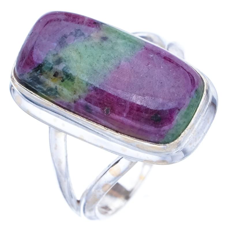 StarGems  Natural Ruby Zoisite Handmade 925 Sterling Silver Ring 8.5 F1632