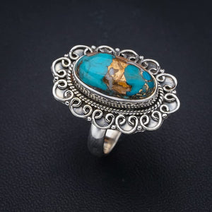 StarGems® Natural Copper Turquoise Handmade 925 Sterling Silver Ring 6.75 F2215