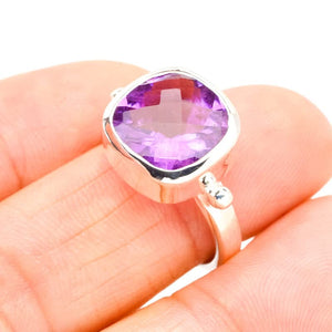 StarGems® Natural Amethyst Handmade 925 Sterling Silver Ring 7.75 E9289