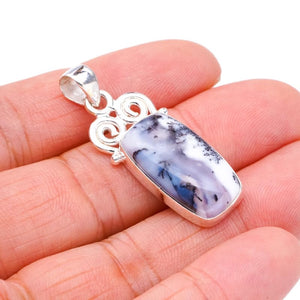 StarGems® Natural Dendritic Opal Handmade 925 Sterling Silver Pendant 1.5" F3842