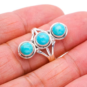 StarGems  Natural Turquoise Handmade 925 Sterling Silver Ring 7.75 F0407