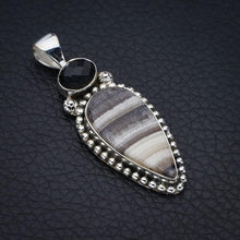 StarGems  Natural Zebra Calcite Black Onyx Handmade 925 Sterling Silver Pendant 1.75" F4572